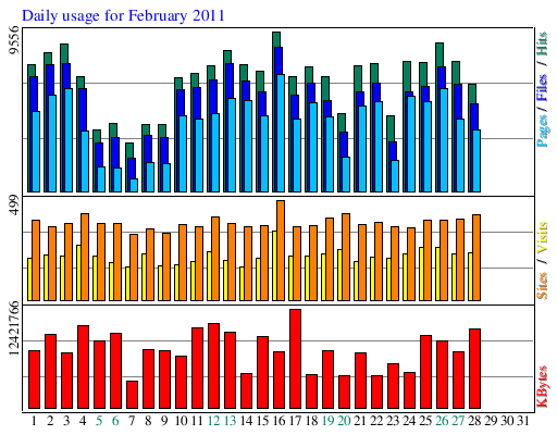 Daily usage for February 2011