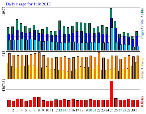 Daily usage for July 2013