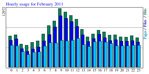Hourly usage for February 2011
