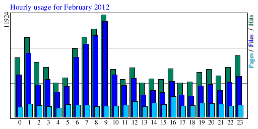Hourly usage for February 2012